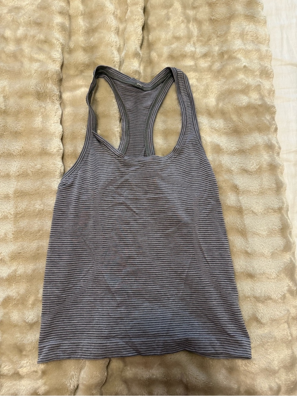 lululemon athletica Gray Striped swiftly tech Tank Top